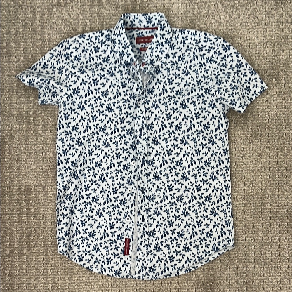 Report Collection Blue and White Casual Button Down Shirt